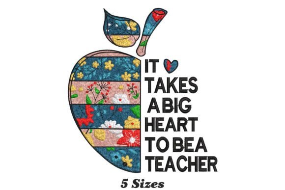 Big Heart Teacher Embroidery Design