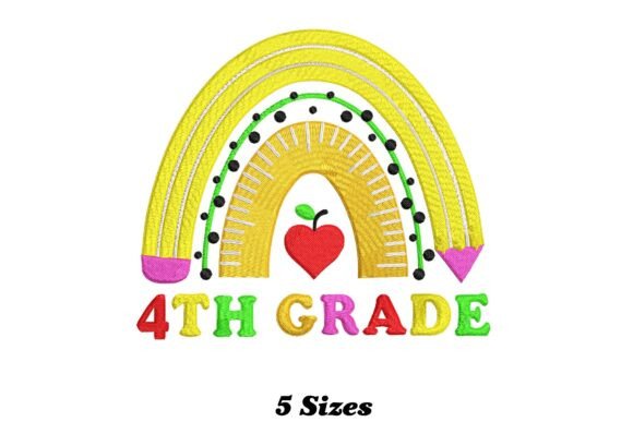 Delightful 4th Grade Rainbow Embroidery Design