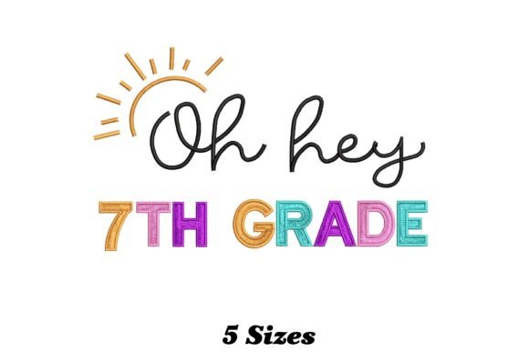 Delightful 7th Grade Teacher: A Playful Touch for School-Themed Embroidery